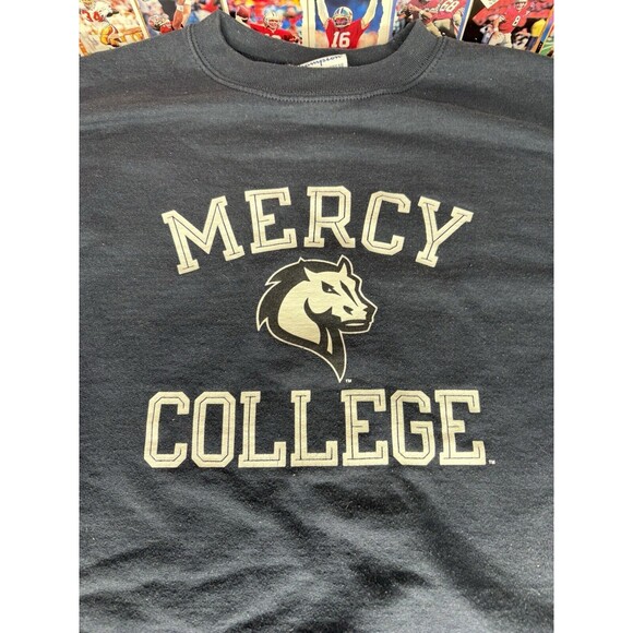Champion Mercy College Sweatshirt Crewneck Mavericks New York Navy Blue Medium - Picture 2 of 7
